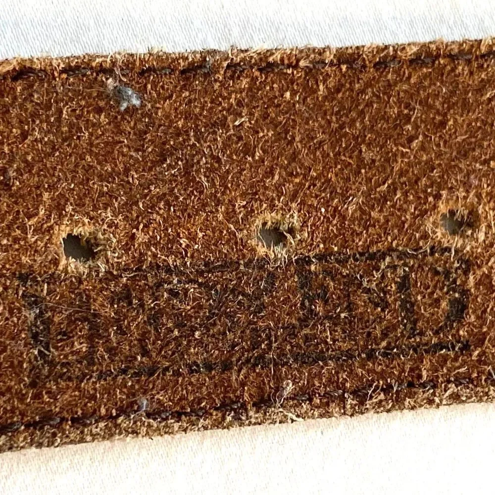 💎Lands End 506 Unisex Belt 32 Waist Woven Center Copper Brown Leather